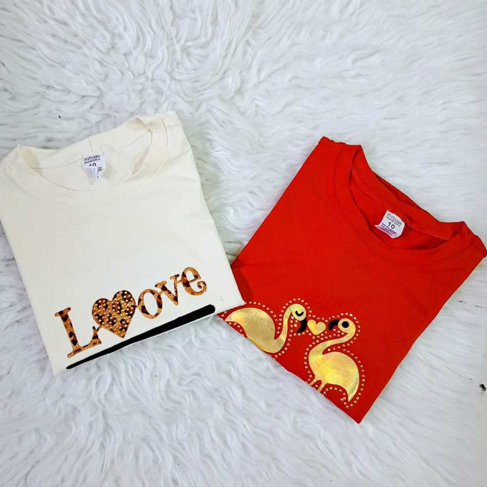 KIT 2 Blusa Camiseta Infantil Viscolycra com Estampa Menina Feminina Estilos Confortável Escola e Pa