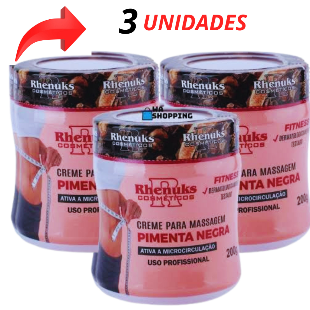 Creme Redutor de Medidas Pimenta Negra 200g  Ativador da Circulação, Firmador e Anticelulite