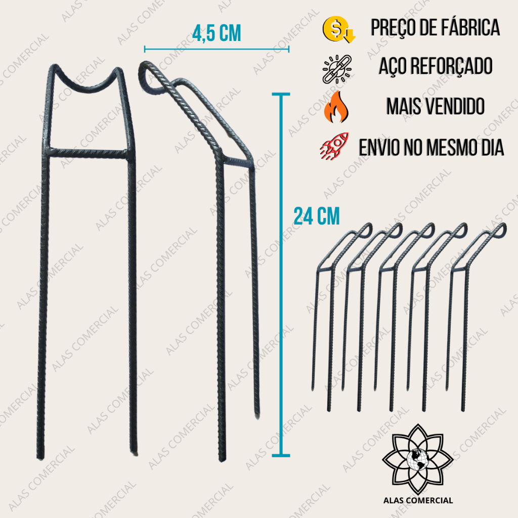 Kit 5 Suportes 24cm Apoio Vara Pesca Aço Reforçado p/ Barranco Pesqueiro – Não Entorta