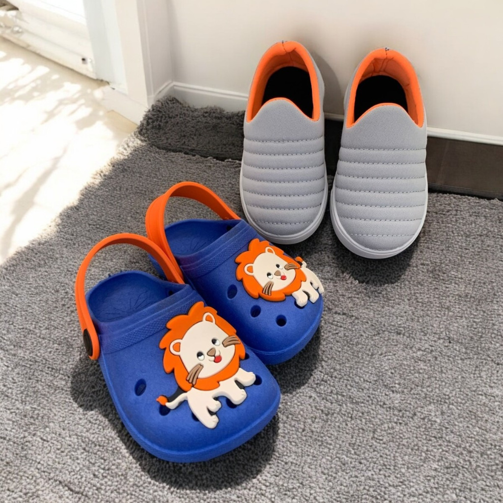 Kit Tênis Infantil Menino Calce Fácil + Sandália Babuche Personagens Leve e Macia Promoção