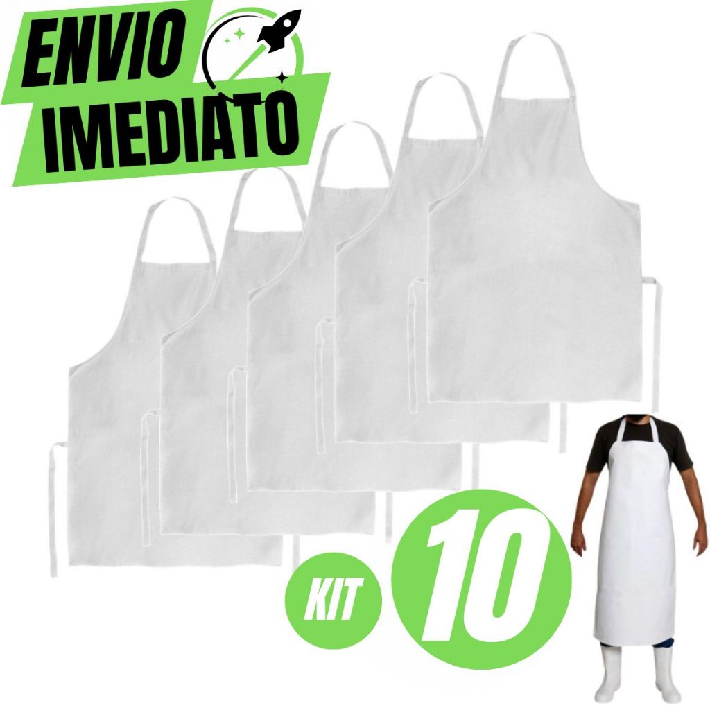 Kit Com 10 Avental De Oxford Com Tiras de Amarrar Cozinha Açougueiro Garçom Churrasqueiro Peixaria