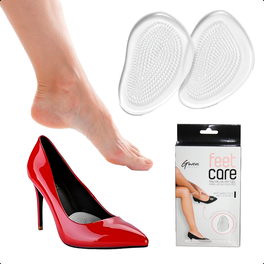 Kit 3 Pares Palmilha em Gel de Silicone Salto Sapato Antiderrapante Conforto Anti Impacto Esporão