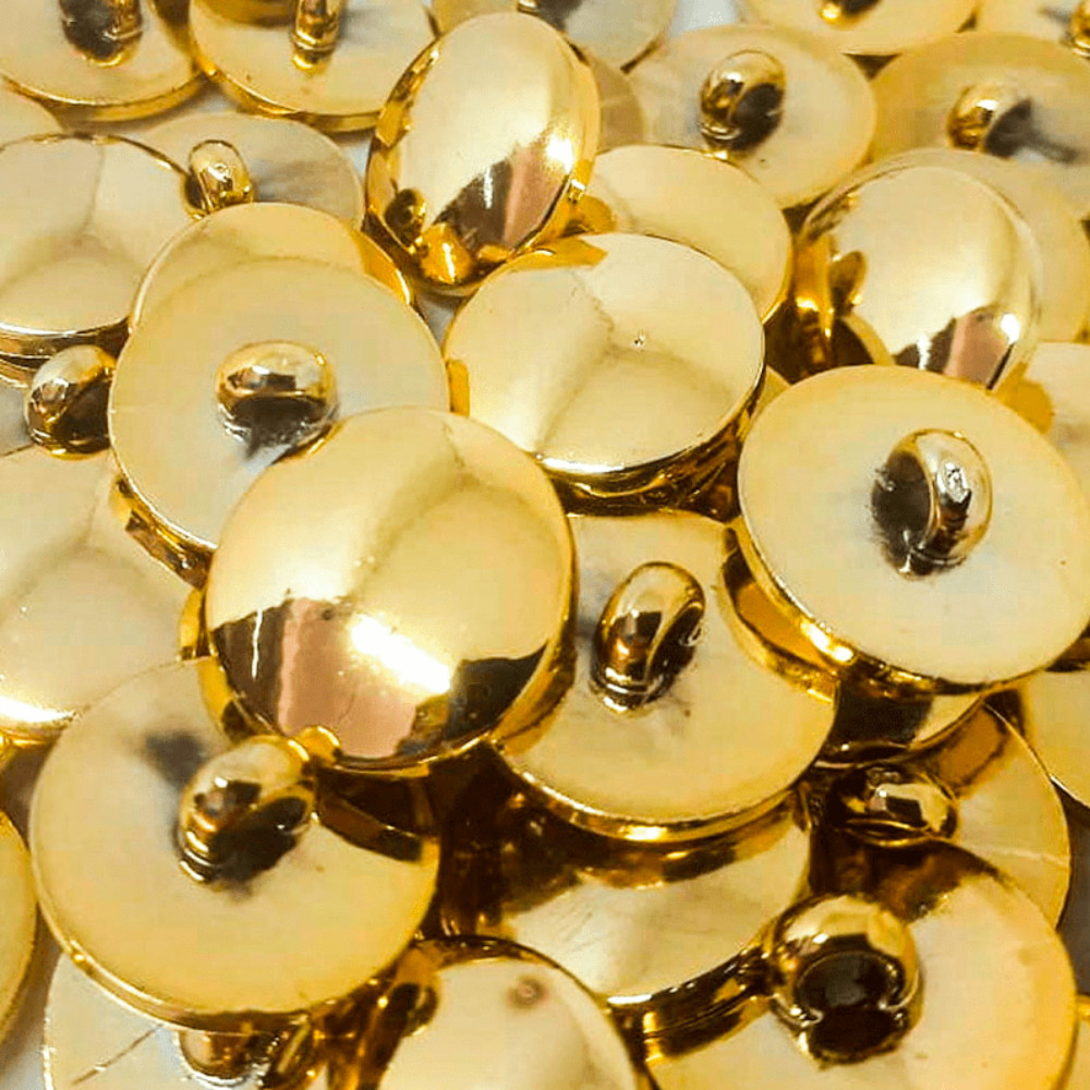 Botão Plástico com Pé Dourado C/100 Unidades