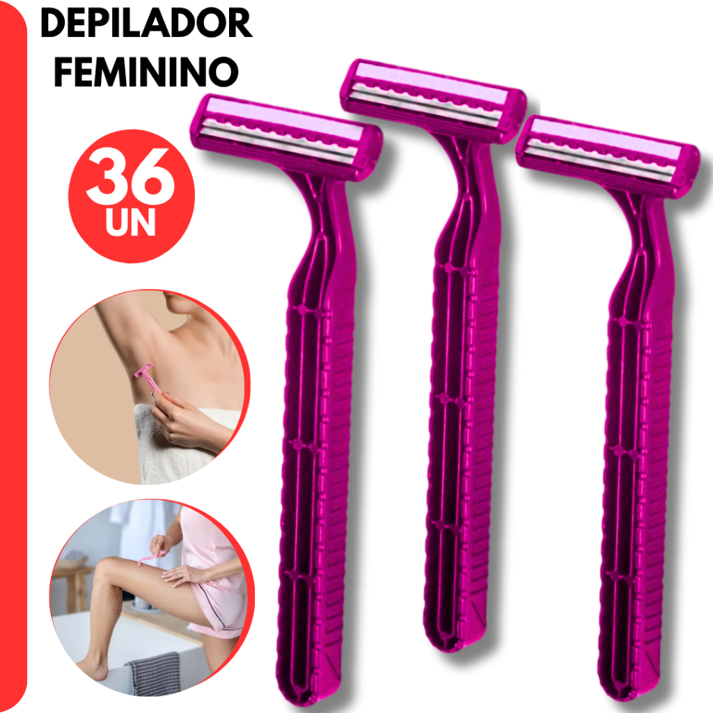 Kit 36 Aparelhos de Barbear Rosa, Barbeador Confort 2 Laminas para Depilar Pelos: Axilas, pernas, Ba