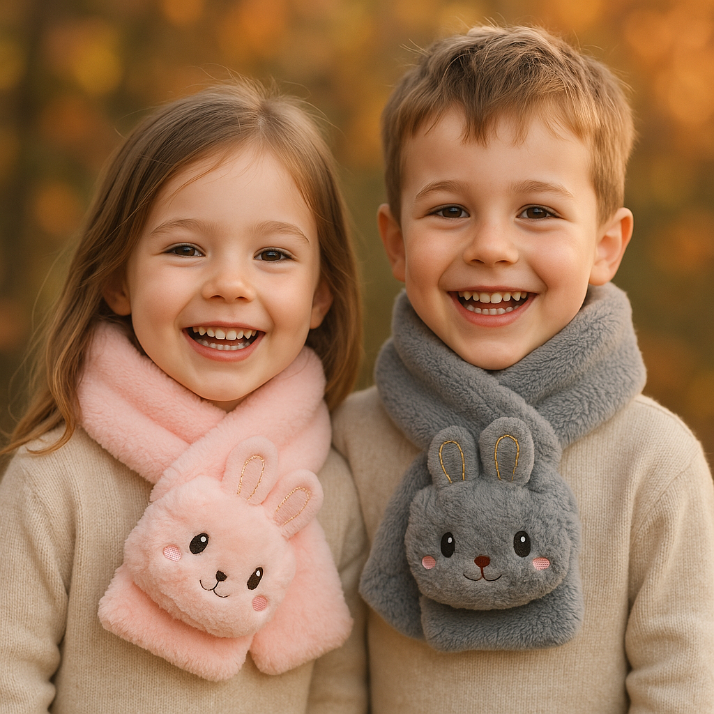 Cachecol Coelhinho Infantil Pelúcia Bichinhos Pelúcidos para Inverno