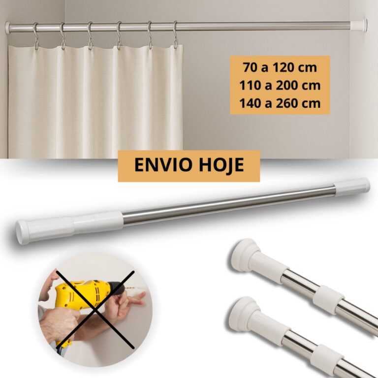 Varão Tubo Bastão Ajustável Barra Cortina Roupa