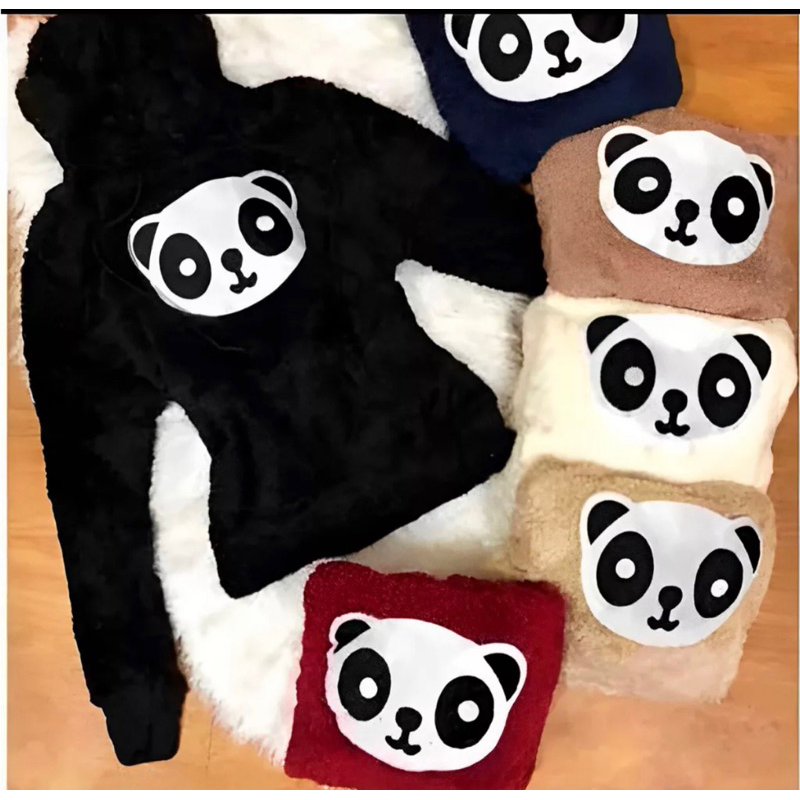 blusa casaco de frio pelúcia infantil para o inverno com capuz touca estampa PANDA