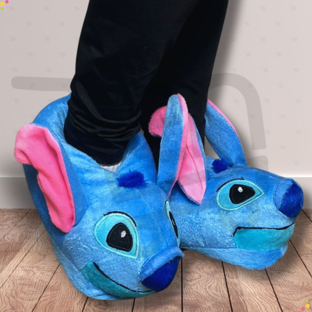 Pantufa Stitch Azul Chinelo Antiderrapante Quentinha Confortável Tamanho 33 a 37 ENVIO IMEDIATO