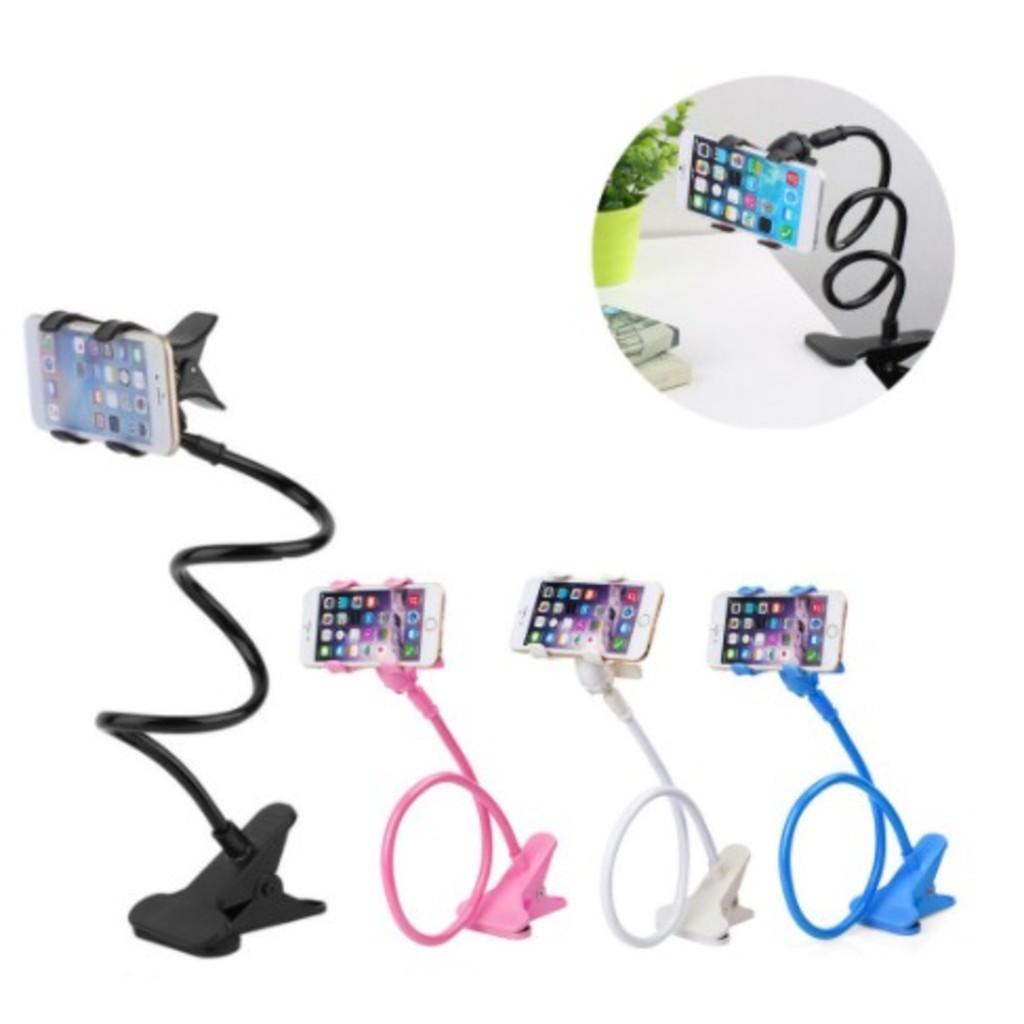 Suporte De Celular Mesa Cabeceira Com Garra Colorido Carro Casa Clipe Fixador
