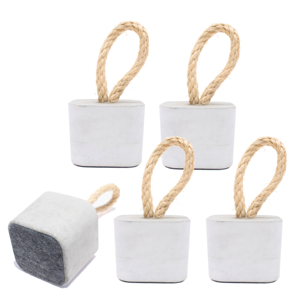 Kit 5 Pesos de Porta Decorativo Cubo 1,5Kg Concreto com Base Anti Risco