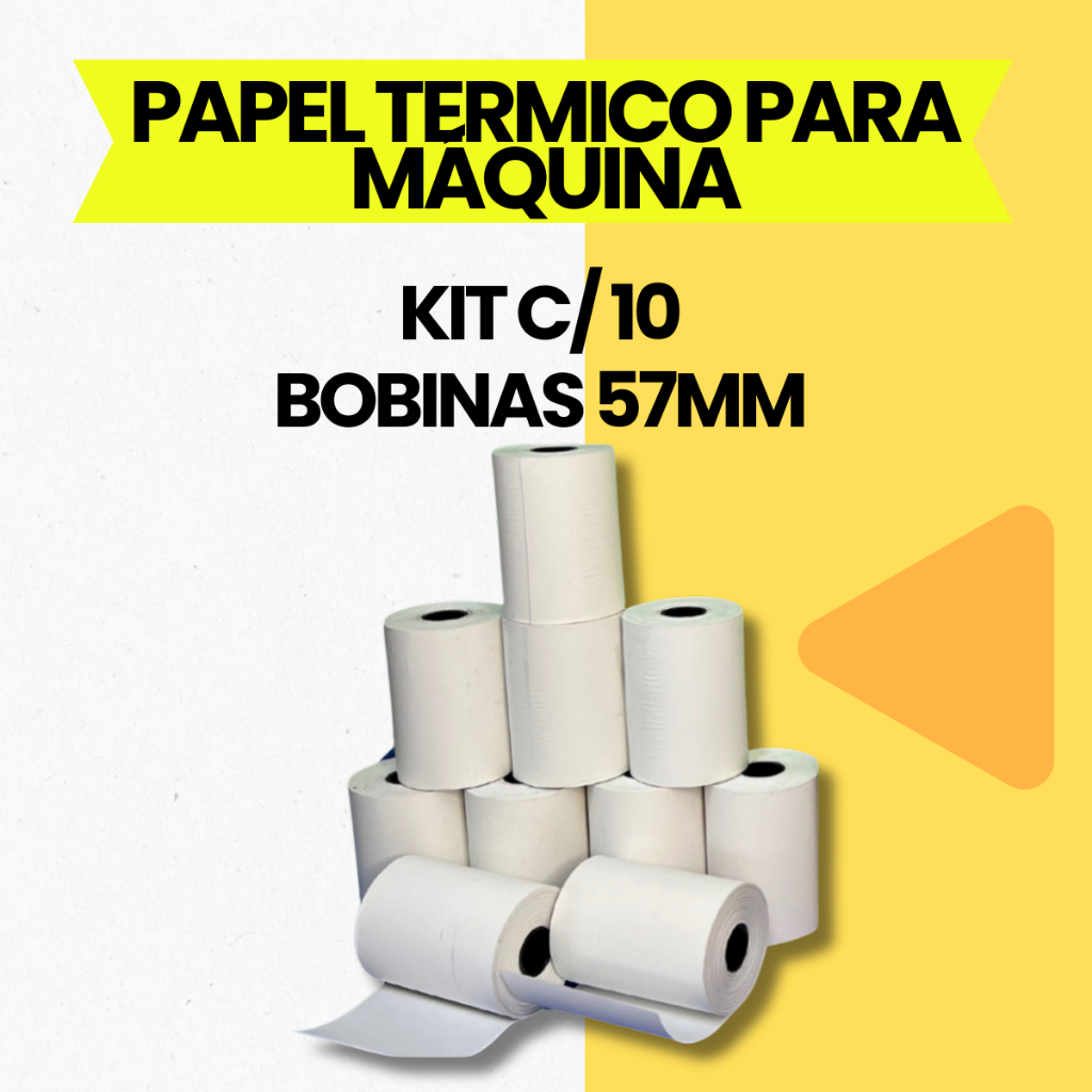 Kit 10 Bobina Térmica 58mm Mini Impressora e Maquina de Cartão