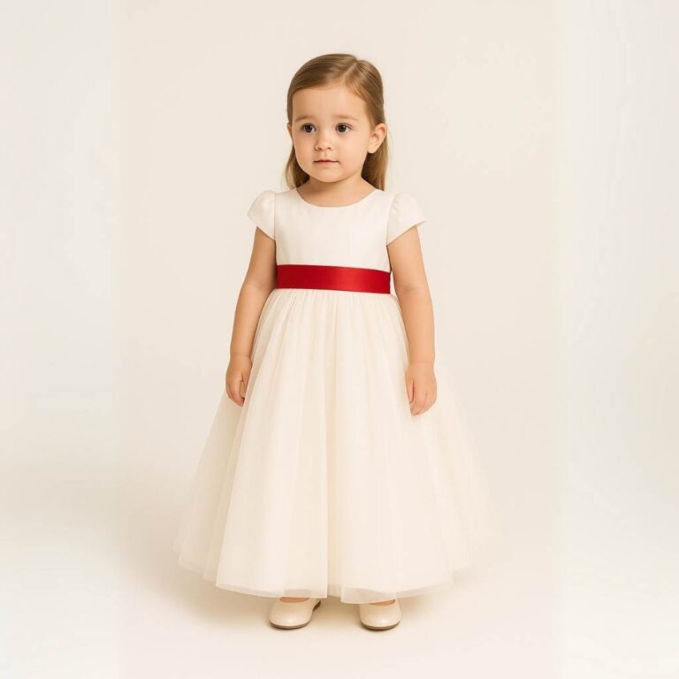 Vestido Longo Cru Off White Infantil Faixa (Verde 