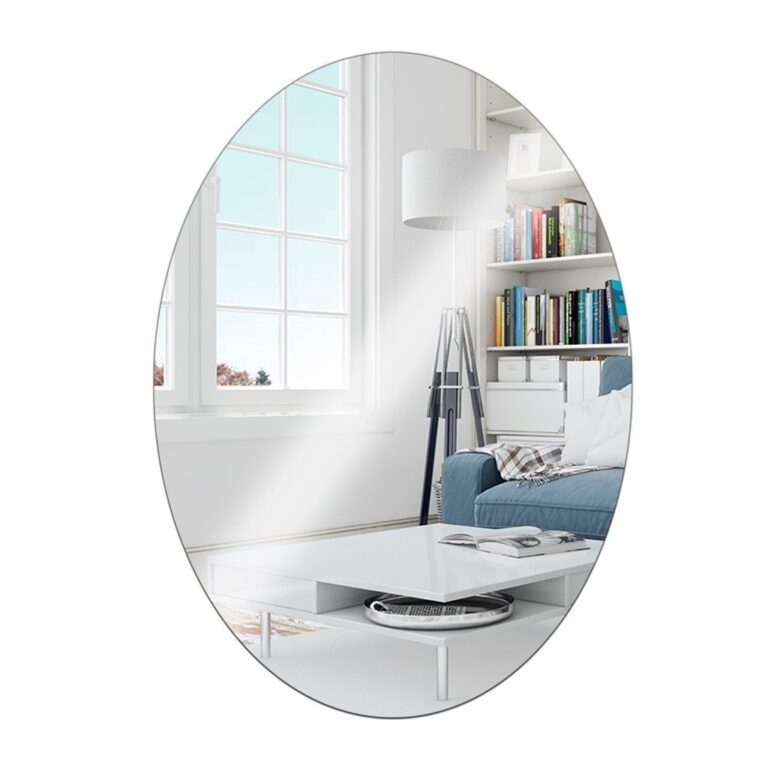 Espelho Placa Adesivo Oval Acrílico Sala Banheiro