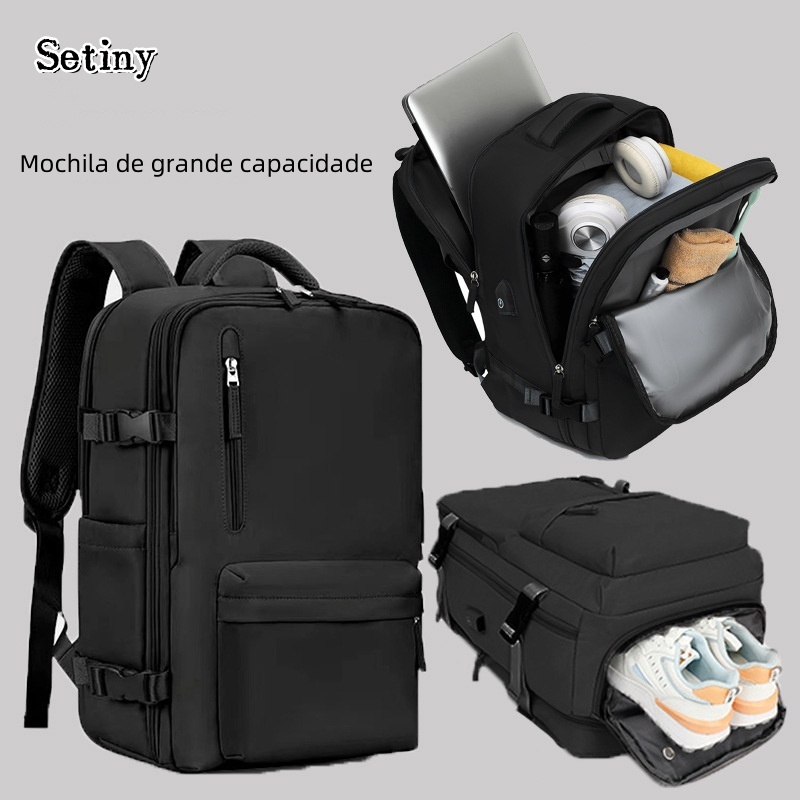 Mochila multifuncional unissex para trabalho e viagem, grande capacidade, à prova dágua, para noteb