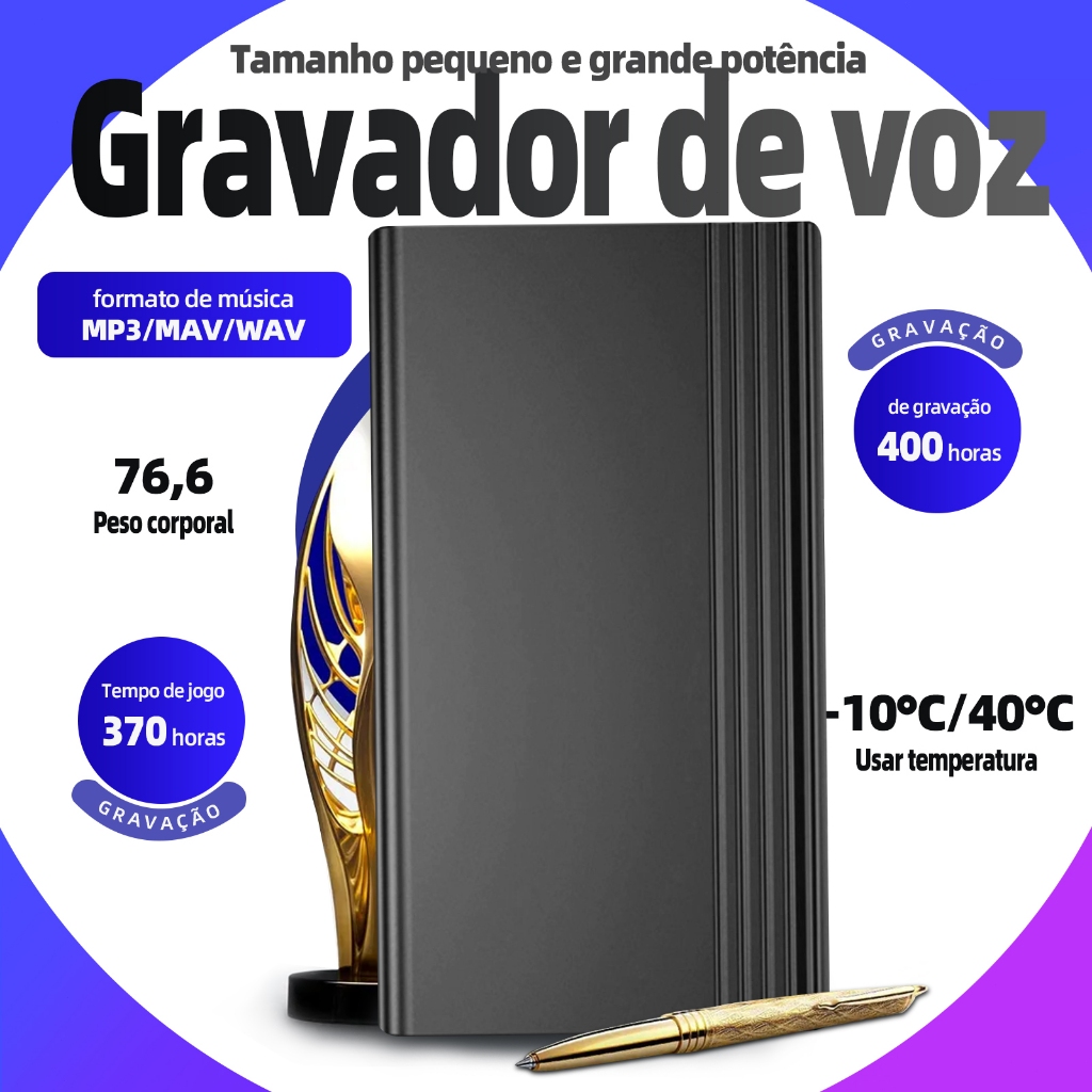 Gravador De Áudio 32/64/128G 3 Em 1 Mini USB Ativado MP3 Player Unidade Caneta Ativada Por Voz Digit