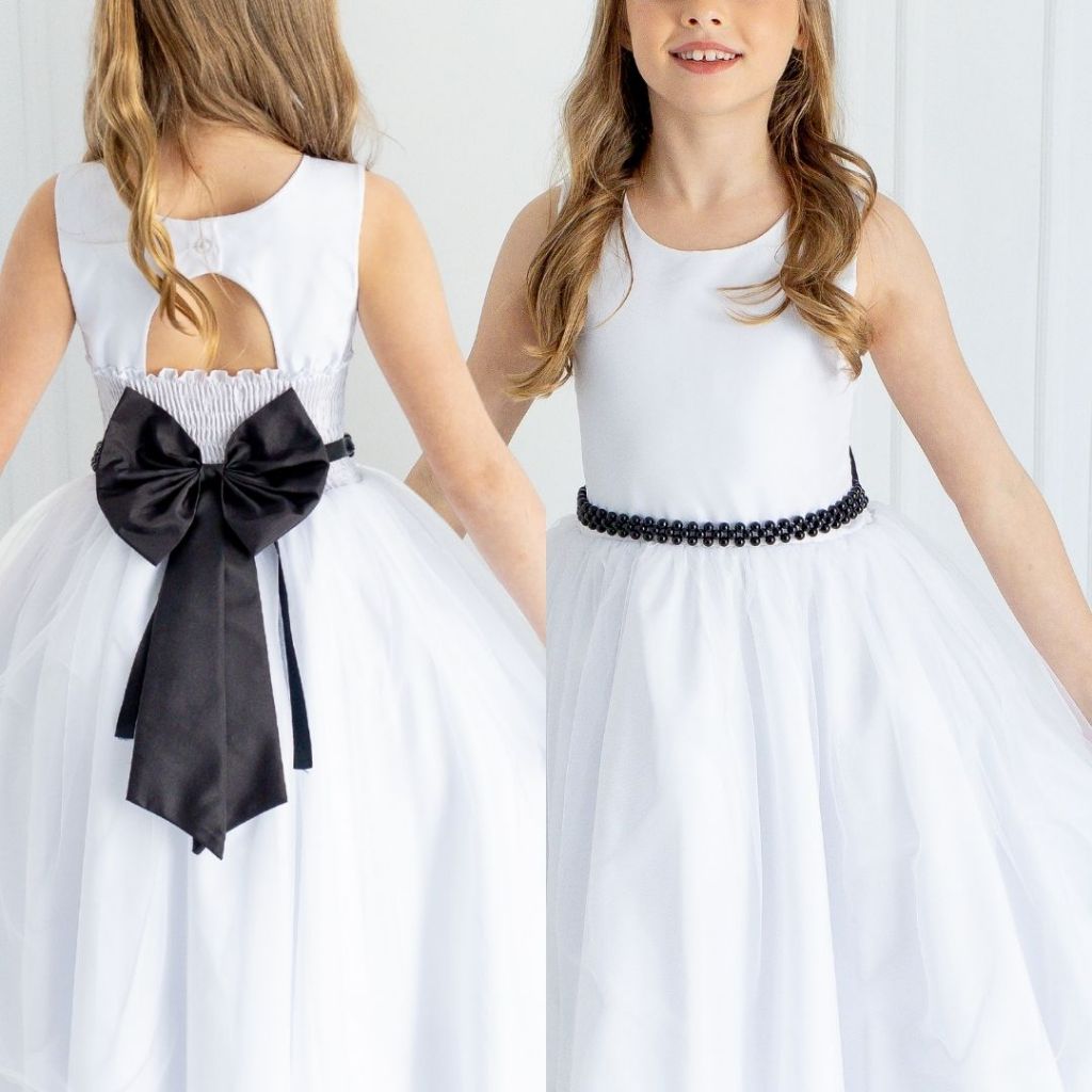 Cinto de Pérolas + Laço Preto para Daminha | Festa Infantil REF4197