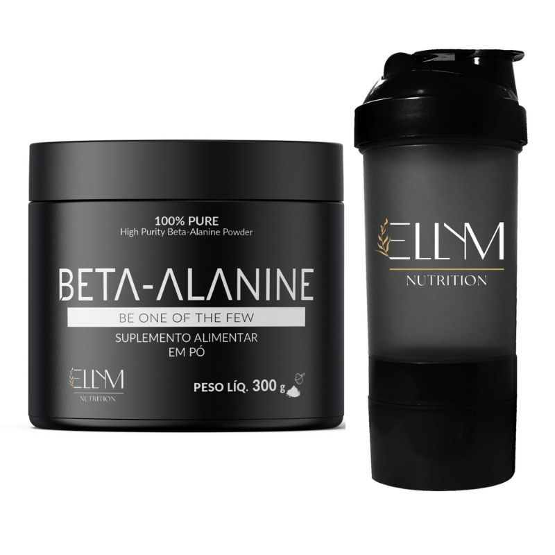 Beta-Alanina Pura 100% 300g Ellym Nutrition + Brinde Coqueteleira Bebidas 500mL Resistente Academia