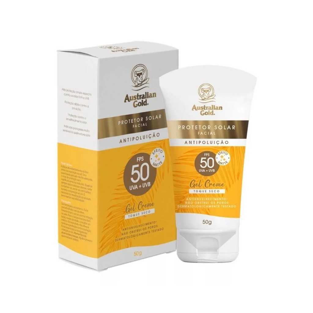 Protetor Solar Facial ustralian Gold FPS 50 Gel Creme