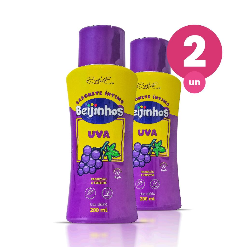 Kit 2 Sabonete Íntimo Feminino Uva Beijinhos Proteção e Frescor 200ml Belkit