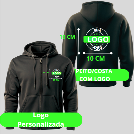 BLUSA MOLETOM C/ZIPER PERSONALIZADO MASCULINO E FE