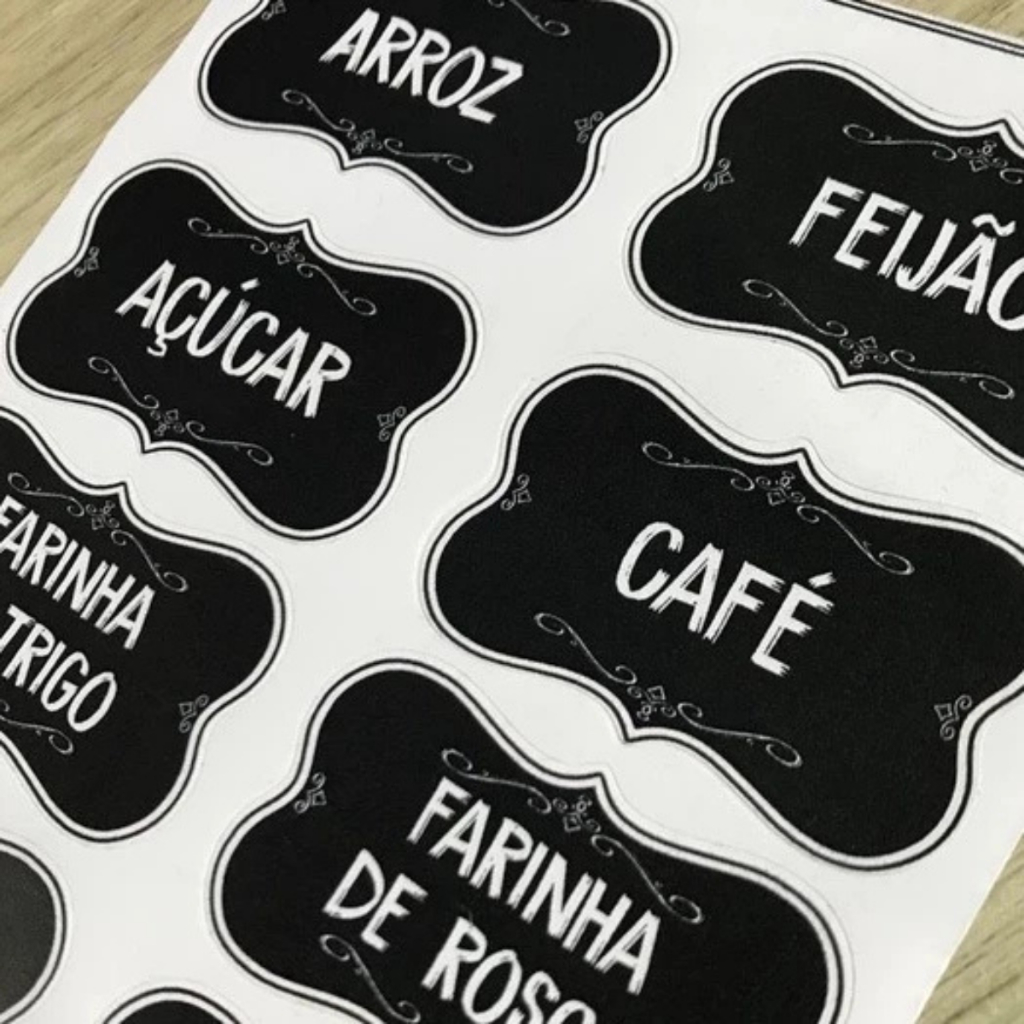 50 Adesivos Para Organizadores Temperos Mantimentos Vinil Resistente A Prova Dágua Etiquetas 5x3cm