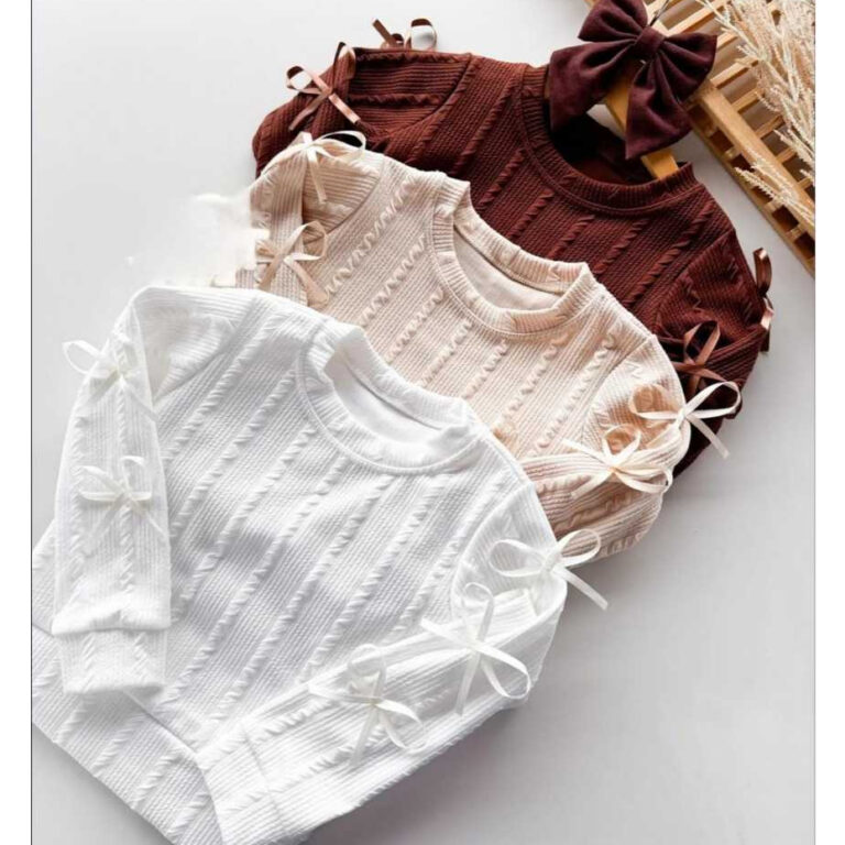 Blusa Infantil menina manga longa comprida lacinho