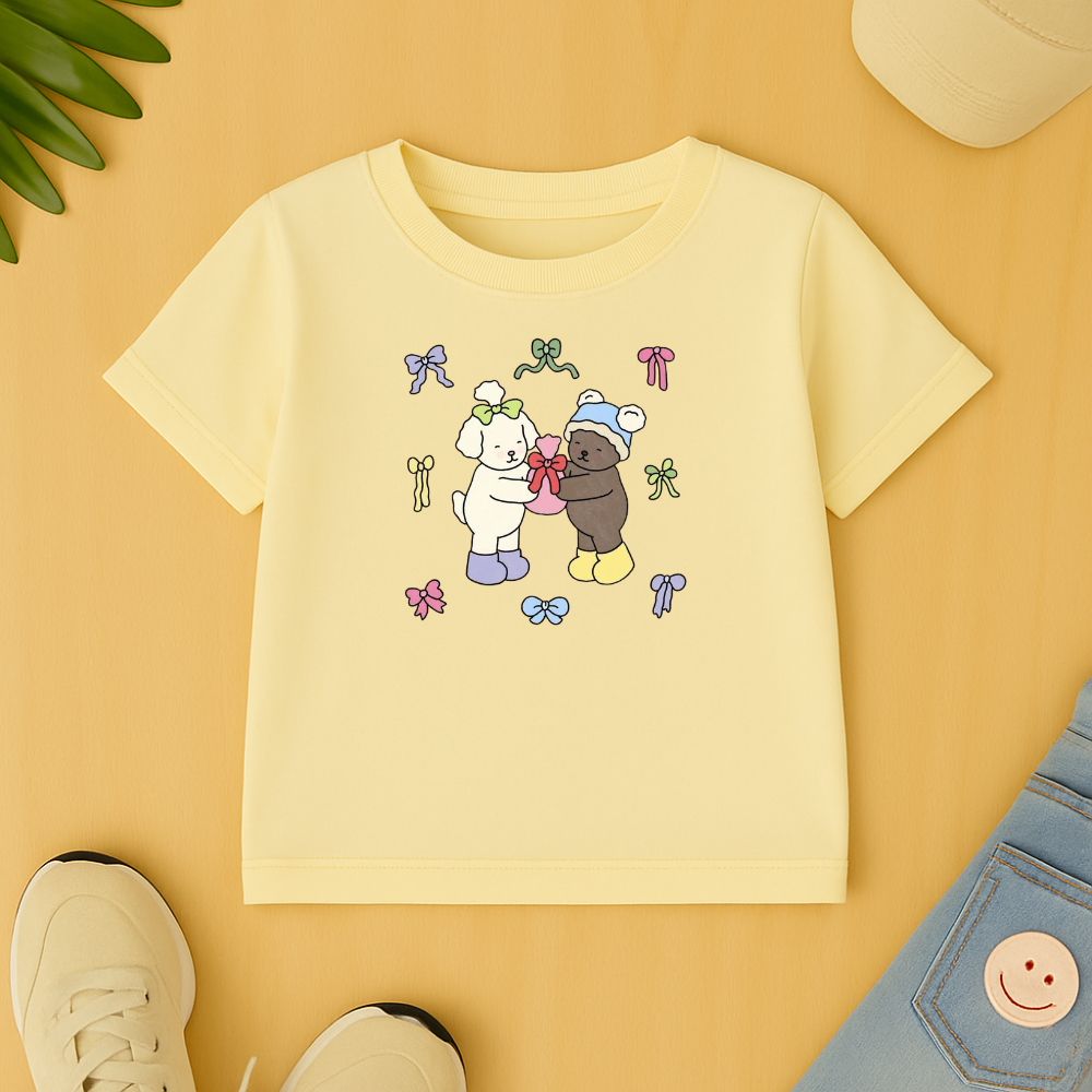 Camiseta Algodão Infantil Estampa Bobies Goods Desenho Tendência Menina Menino Fofo Lindo Modinha