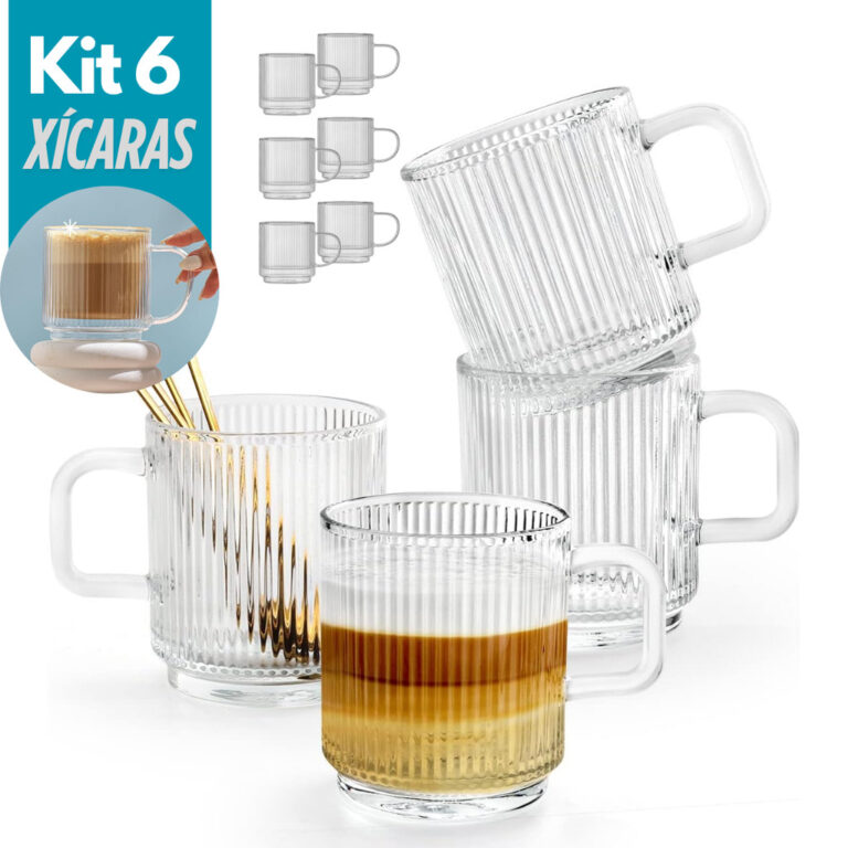 Conjunto 6 Canecas de Vidro Caneladas Xícaras Res