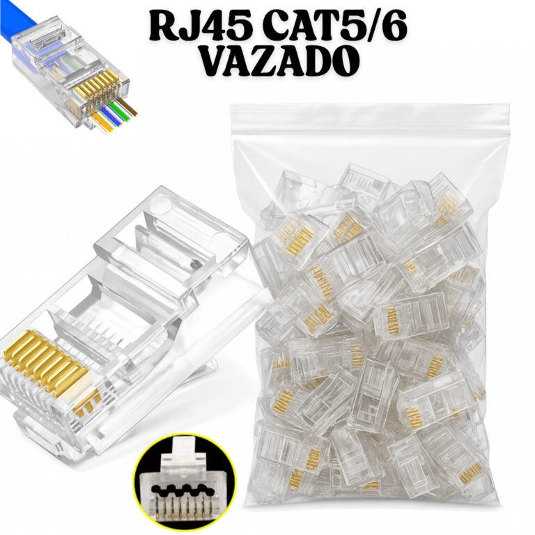 Kit Conector RJ45 Vazado Pass Through CAT5 CAT5e C