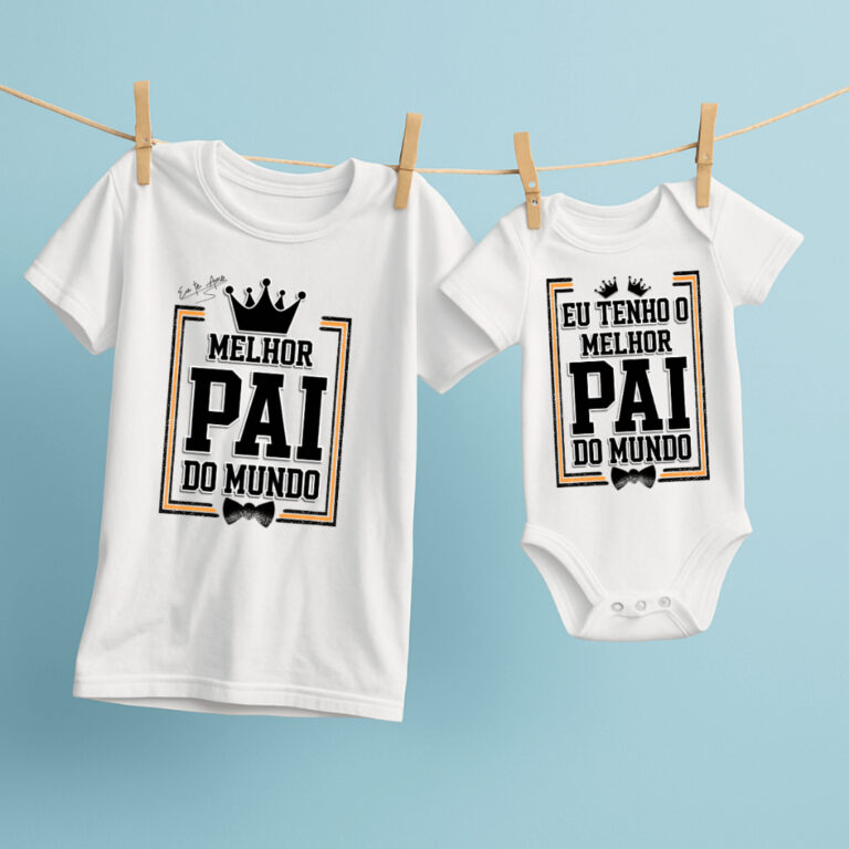 Kit Camiseta e body bebê meu primeiro dia dos pai