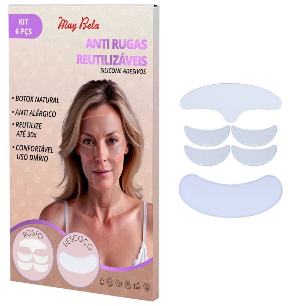 Kit Adesivo Anti Rugas de Silicone Adesivo para Rosto e Pescoço Lifting Facial Skin Care Reutilizáve
