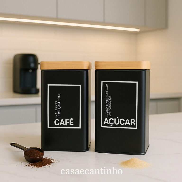 Kit 2 Latas Café Açúcar Potes Organizadores Tam