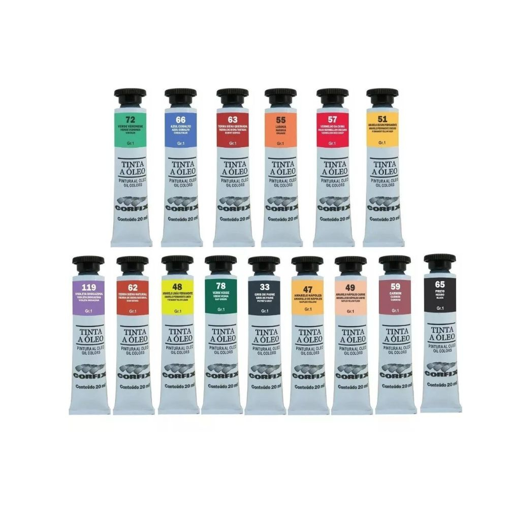 Kit de Tinta Óleo Corfix 20ml Para pintura em Tela – Cores a sua escolha do Grupo 1