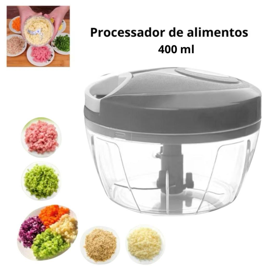 Mini Processador De Alimentos Manual Triturador 400ml 3 Lâminas