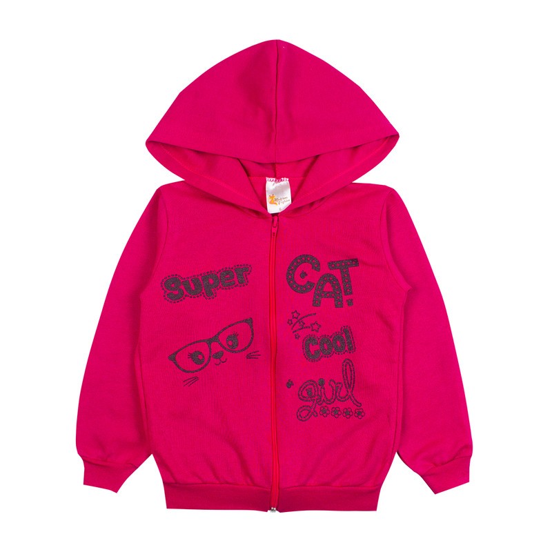 Casaco Menina Moletom Jaqueta Capuz E Zíper Roupa Frio
