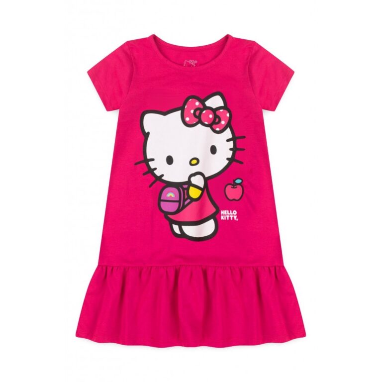Vestido Feminino Infantil Verão Hello Kitty Rosa
