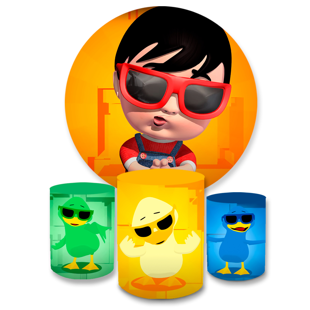 Kit Decorativo Painel Redondo C/ Elástico B3nt0 e T0tó + Trio Capa Cilindro Veste Fácil Sublimado