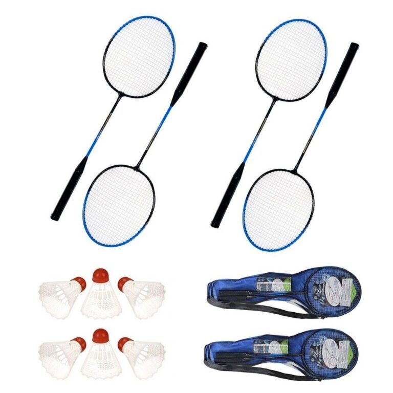 Kit Badminton 10 Peças 4 Raquetes 4 Petecas 2 Bol