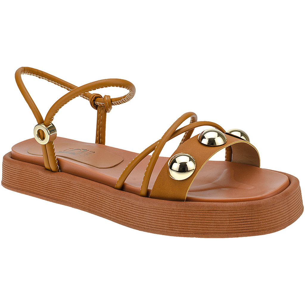 Sandália Papete com Tiras Ajuste Super Confort  Rebite Moderno Confortável 1583