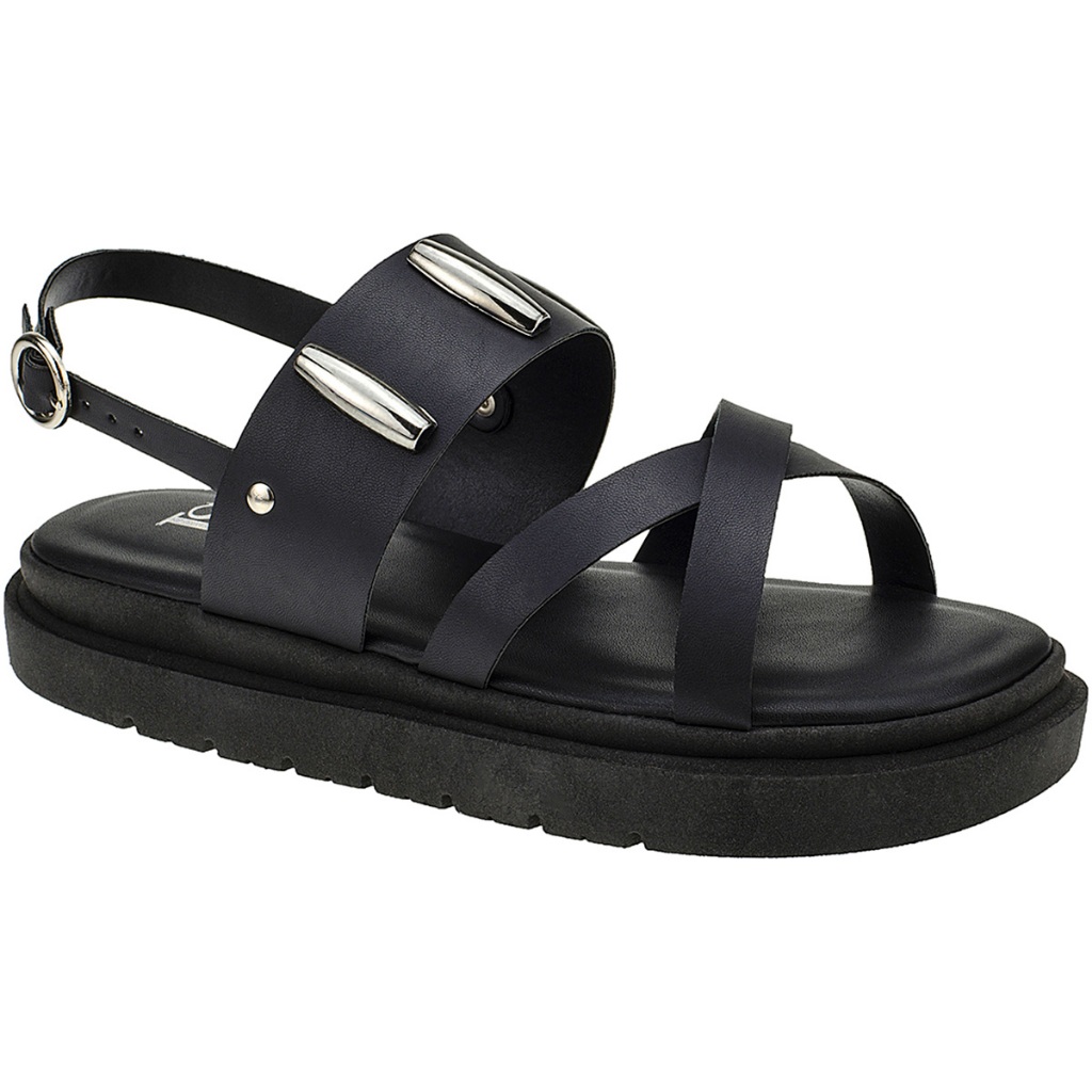 Papete Flatform com Fivela Enfeite Rebite Sandalia Confort Super Macia Confortável 1586