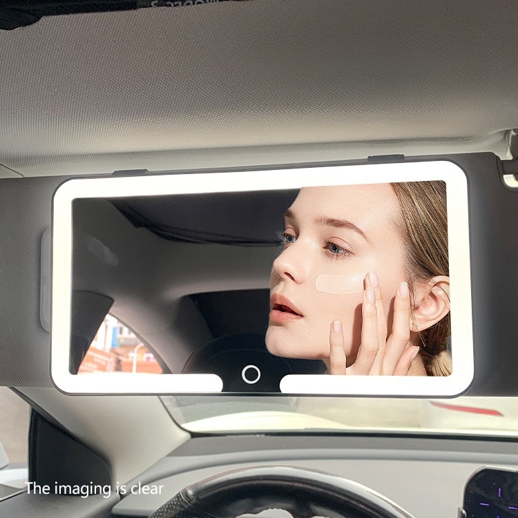 Espelho com led para carro para maquiagem recarreg