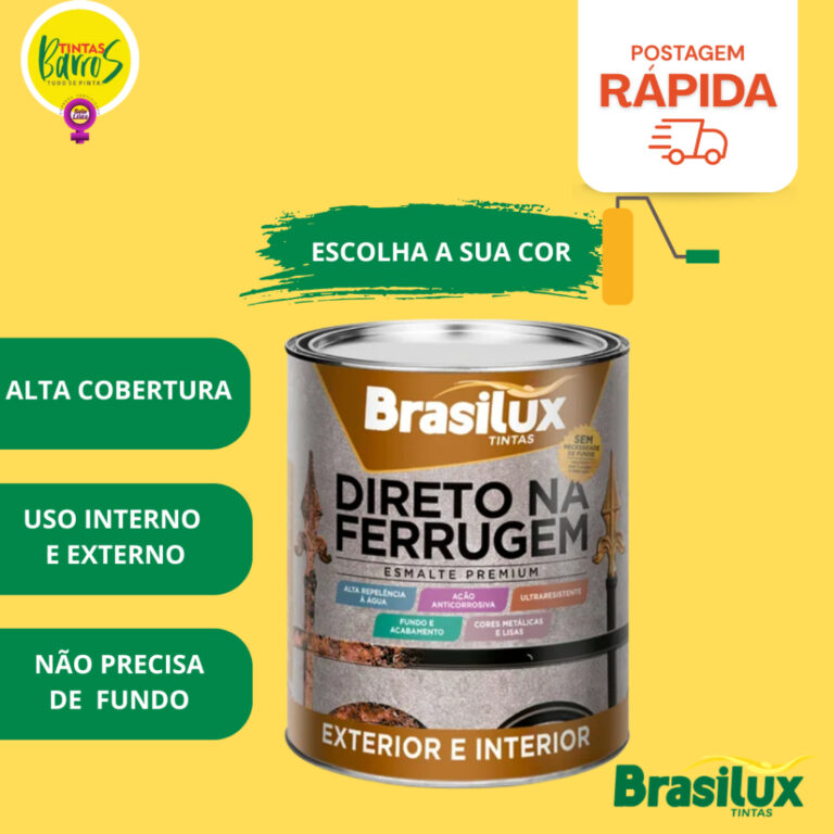TINTA DIRETO NA FERRUGEM ESM. SINT 900ML BRASILUX 