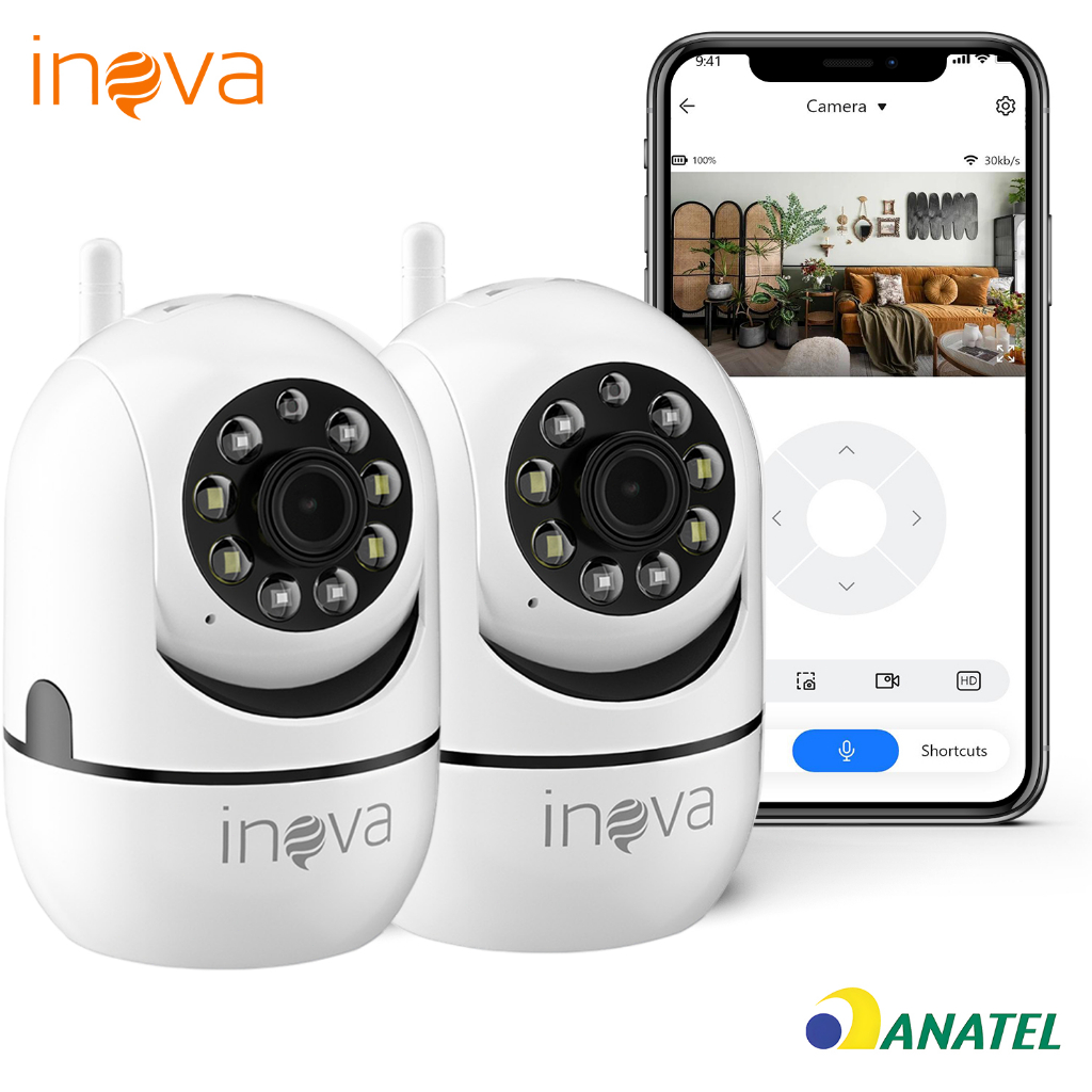 INOVA Wifi Babá Eletrônica Câmera segurança Sem Fio Visão Noturna 1080P 360° Câmera audio YOOSEE