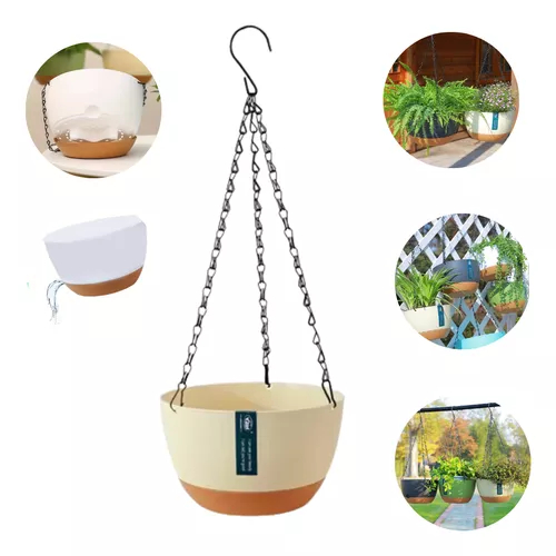 Vaso Supenso com Corrente e Prato De Pendurar Sama