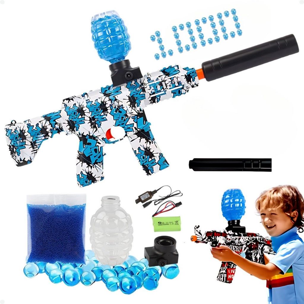 Metralhadora Arminha De Gel Ak47 Arma Bolinha Automatica Elétrica Silenciador Envio Rápido