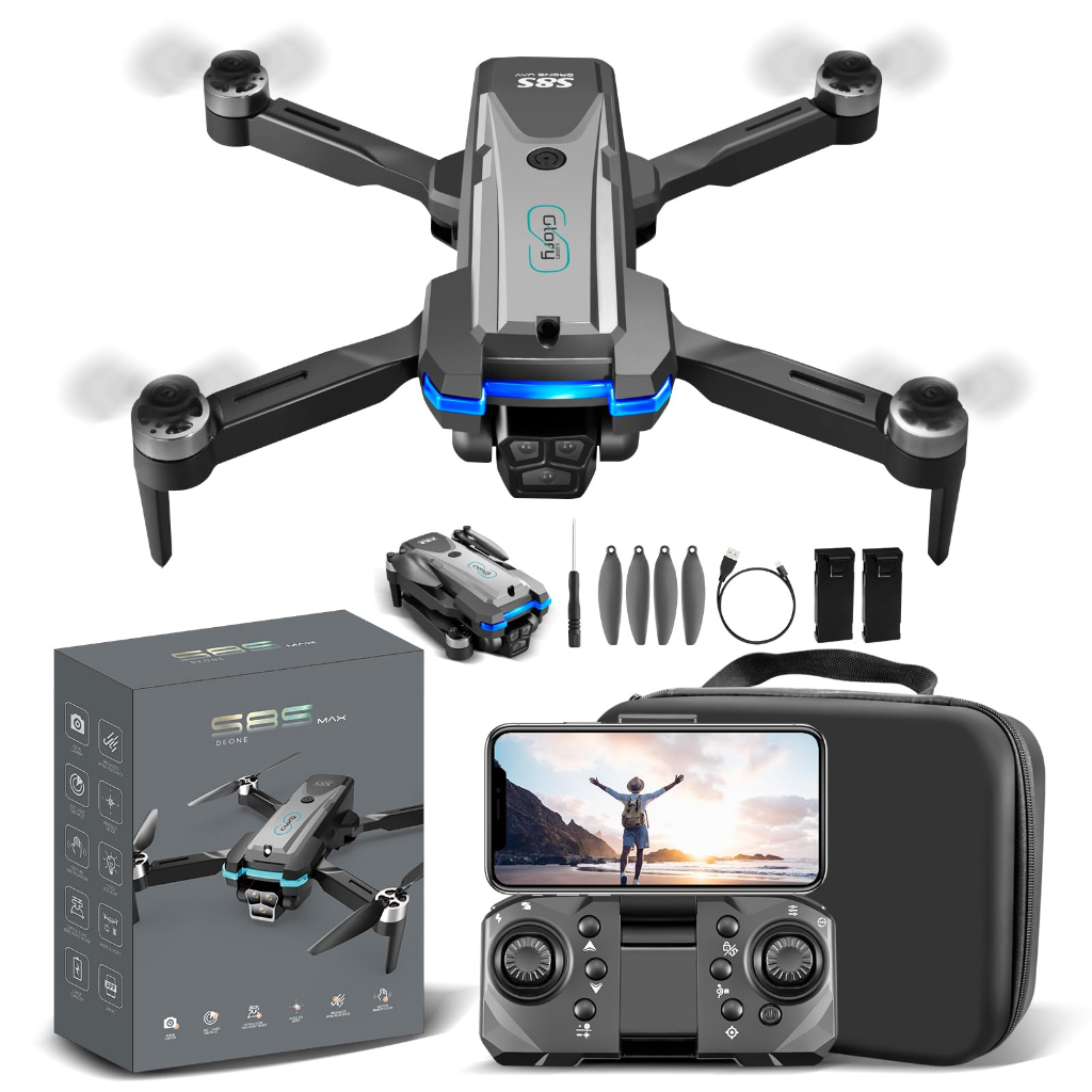 Drone S8S Pro Max 4K – Câmera Tripla, Motor Brushless, 2 Baterias, 200m Alcance | Garantia 3 Meses