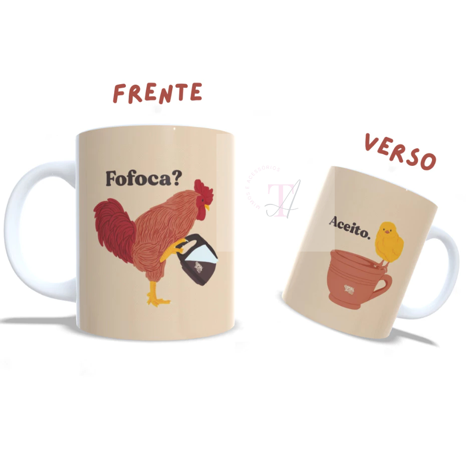Caneca xícara de cerâmica porcelana Personalizada Fofoca Aceito