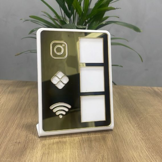 Placa QrCode Pix Instagram Wifi Display em Acríli