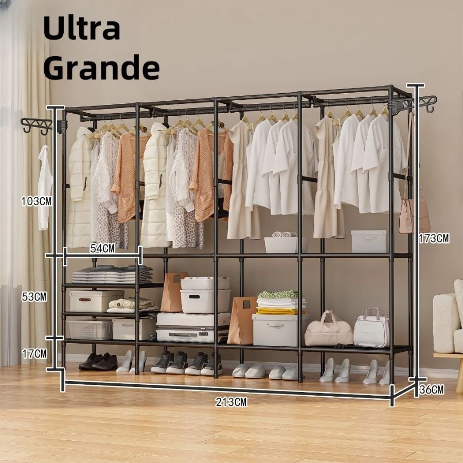 Arara Roupeiro Guarda Roupa Grande Portatil Cabideiro Para Roupa Sapateira Organizador Multiuso Armá