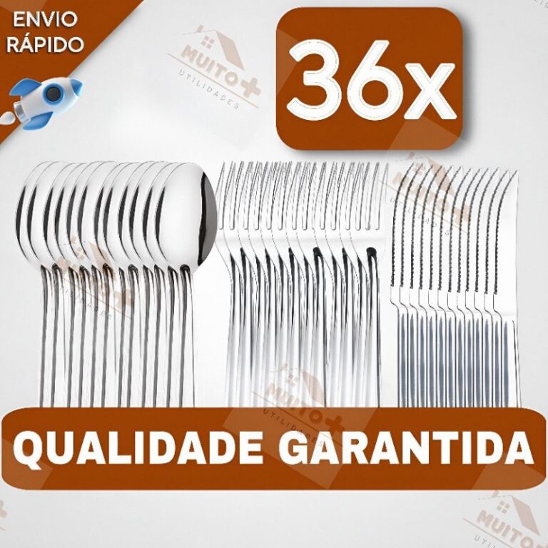 Conjunto Jogo de Talheres 36 peças Aço Inox 12 F